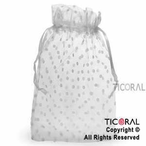 BOLSA ORGANZA BLANCO 20X25 LUNARES HS3978-1 x 1